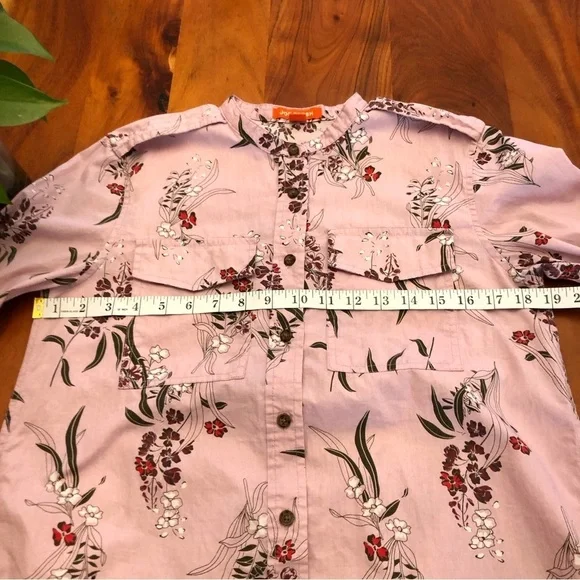 Joe Fresh Boho Cottagecore Pink Floral Pattern Artsy Button Down Shirt Blouse. - Picture 14 of 15